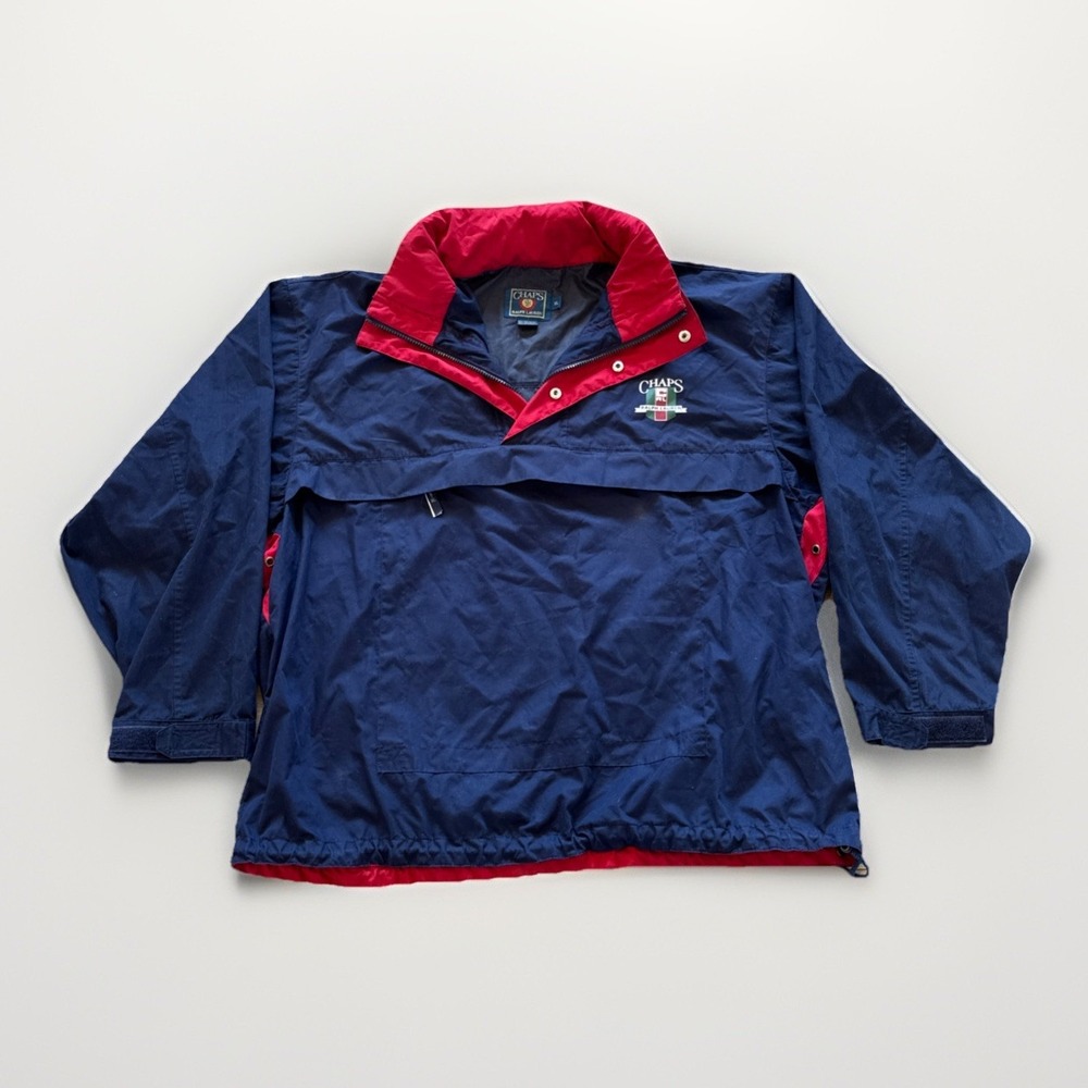 Chaps Ralph Lauren Jacket Mens XL‎ Pullover Anorak Windbreaker Blue Y2k Vintage